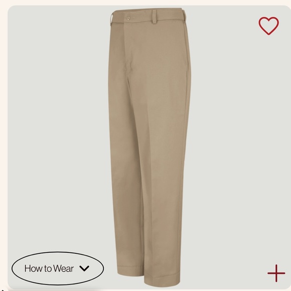 NWT Red Kap Dura-Kap Tan Chino Industrial Pants 31 Waist raw edge 36L PT20KHO - Picture 1 of 12